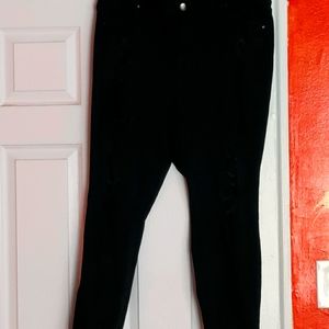 Black distressed jeans